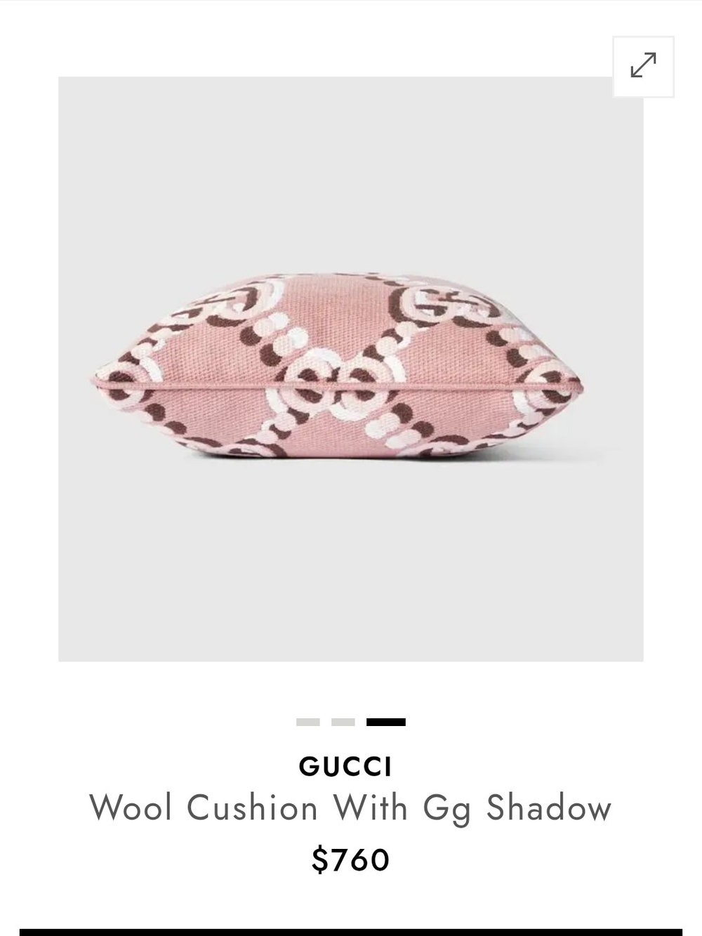Gucci Pink GG Wool Cushion